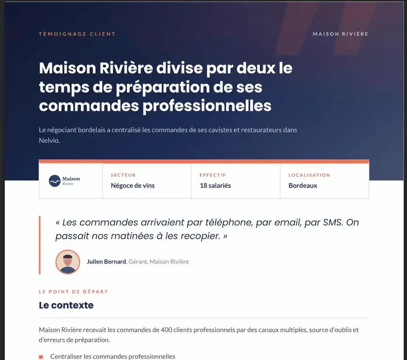 Témoignage mis en page en PDF aux couleurs du client